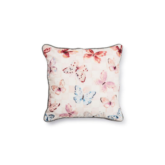 Mackenzie-Childs Eternity Butterfly Checked Throw Pillow