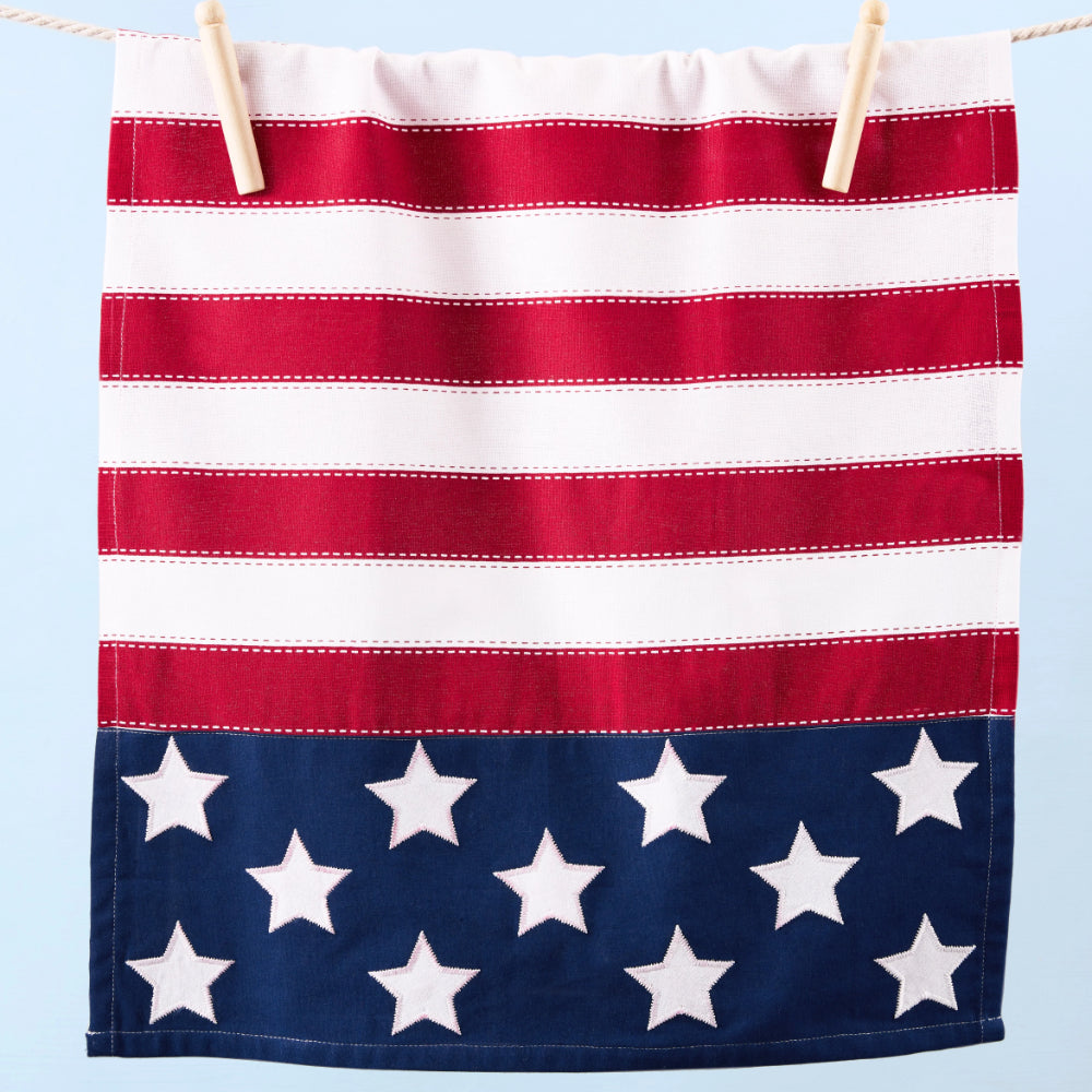 Design Imports Americana Flag Embellished Dishtowel
