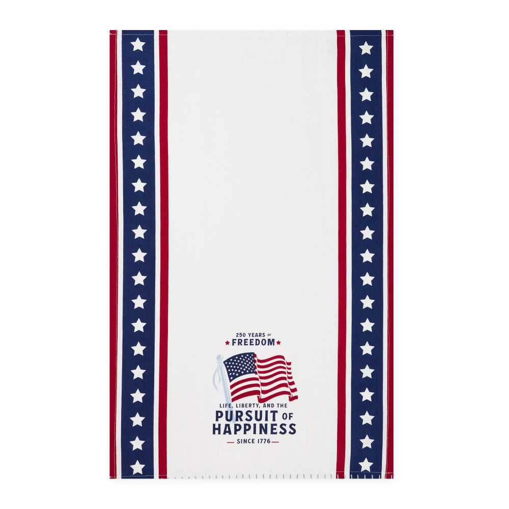 Design Imports Life Liberty Happiness Embellished Dishtowel