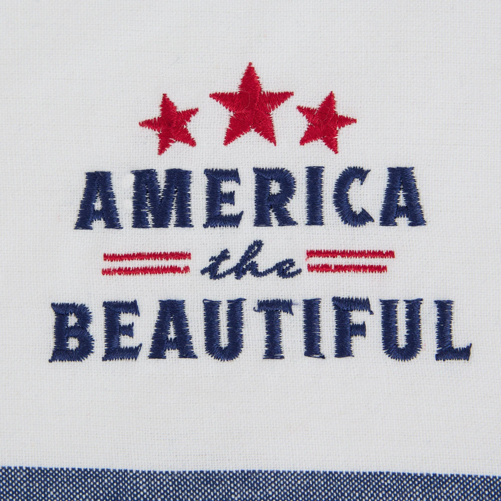 Design Imports Americana Stripes Embellished Dishtowels