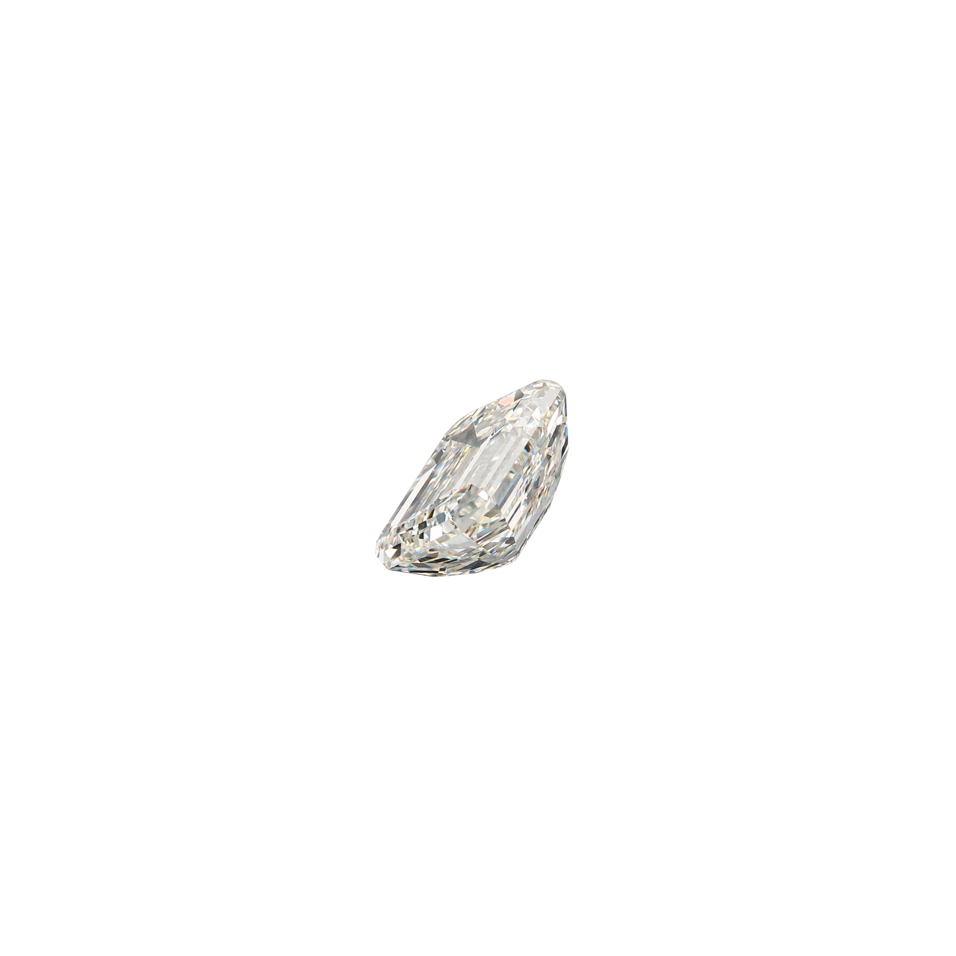Emerald cut 2.51 carat GIA certified diamond graded JVS1 on a white background