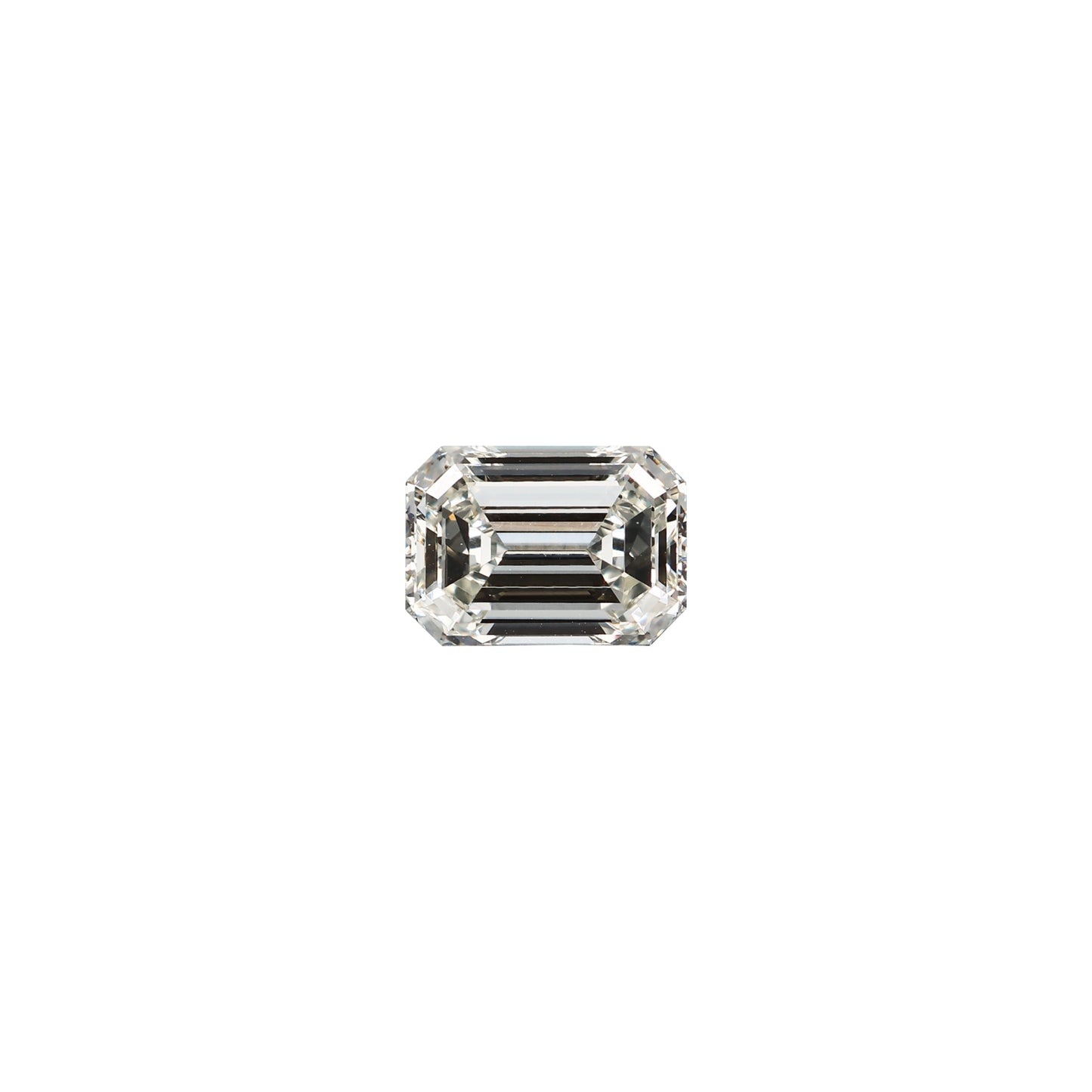 Emerald cut 2.51 carat GIA certified diamond graded JVS1 on a white background