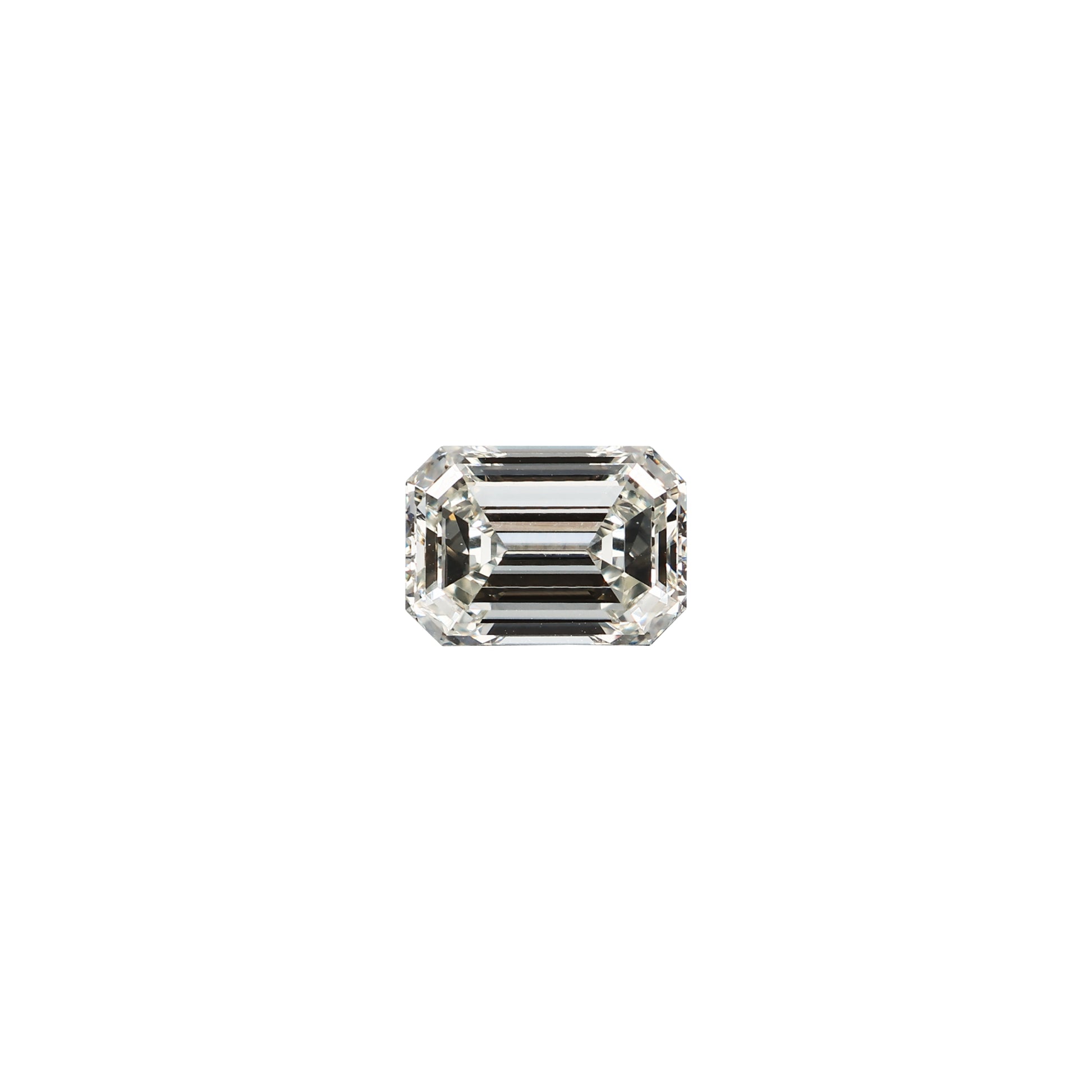 Emerald cut 2.51 carat GIA certified diamond graded JVS1 on a white background