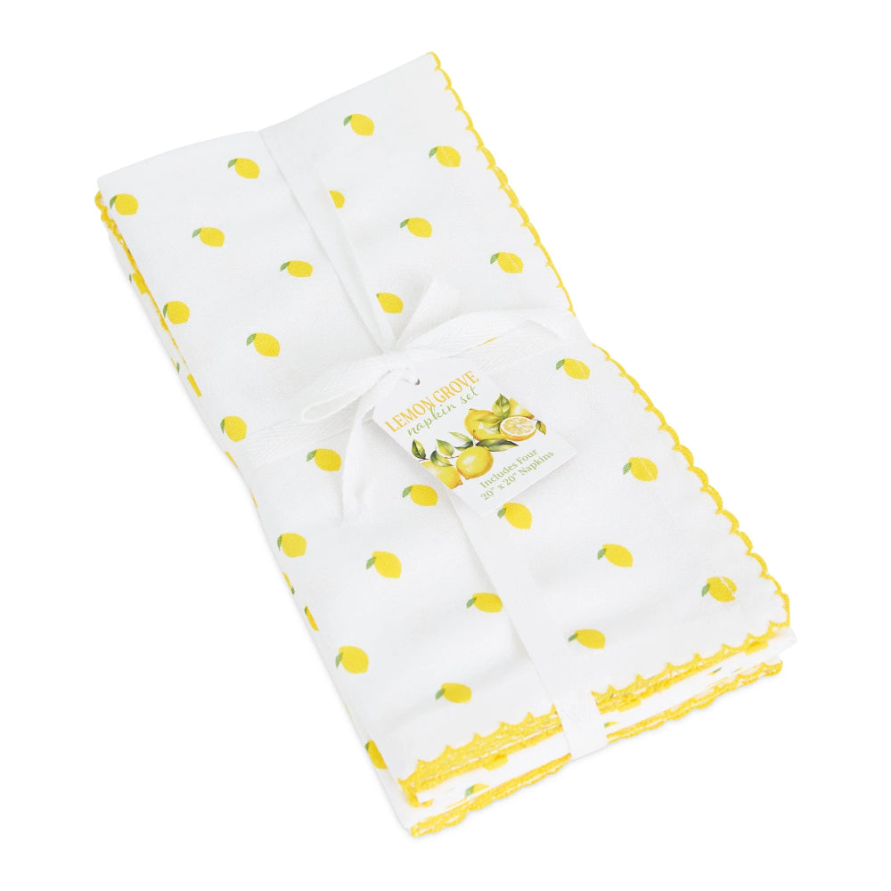 Design Imports Lemon Dots Print Napkins - Set of 4