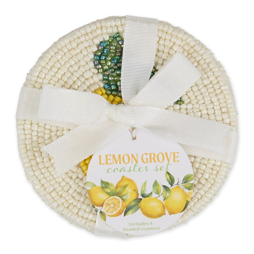 Design Imports Lemon Beaded Coasters - Set of 4