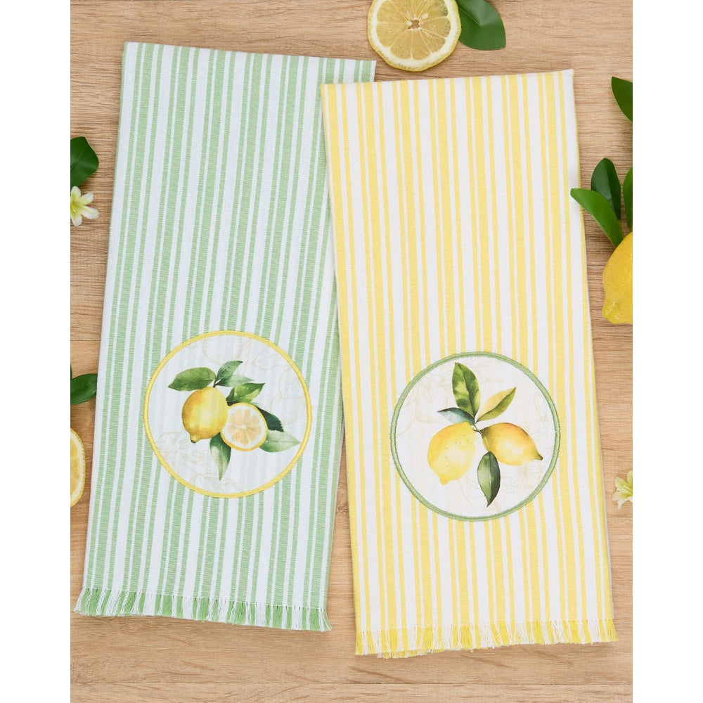 Design Imports Sweet Lemons Embellished Dishtowels