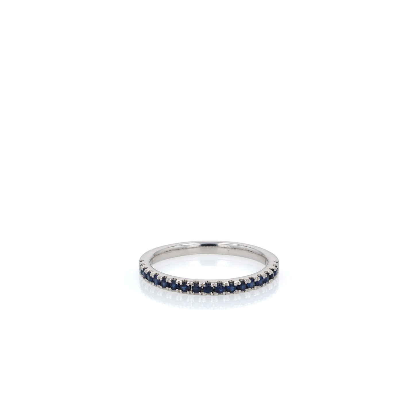 14k White Gold Stackable Pave Sapphire Half Way Band