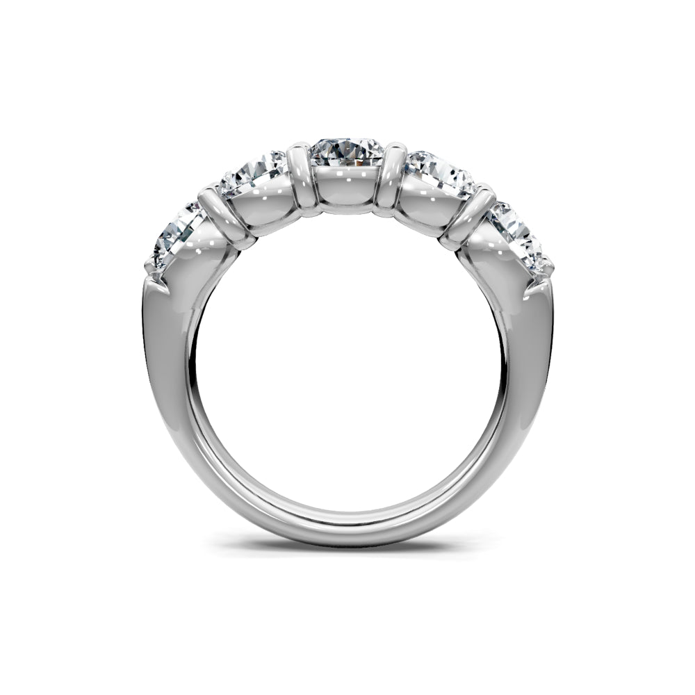 14k Gold Round Diamond 5 Stone Band