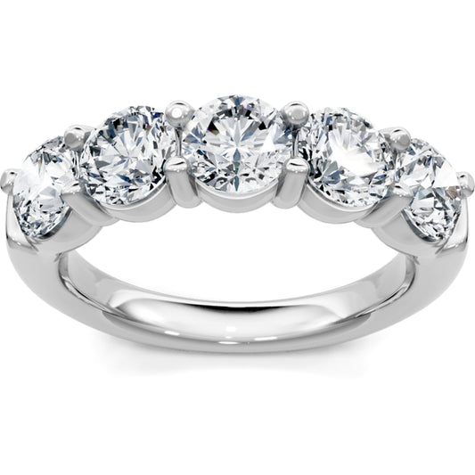 14k Gold Round Diamond 5 Stone Band