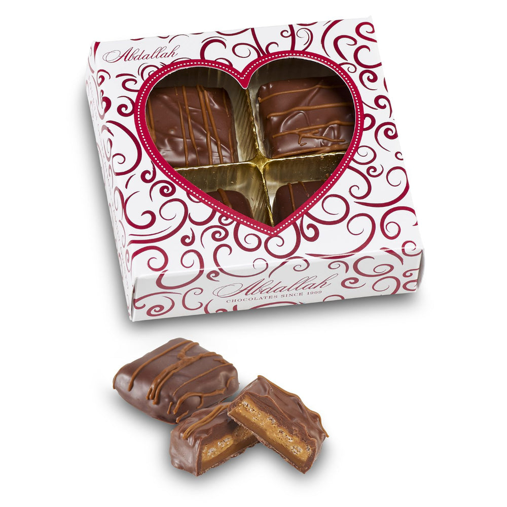 Abdallah Candies 2oz Peanut Butter Caramel Crisps in Valentine Gift Box