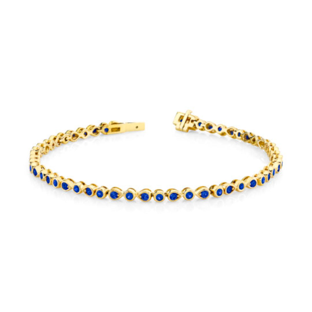 14k Yellow Gold Sapphire Bracelet, 7"