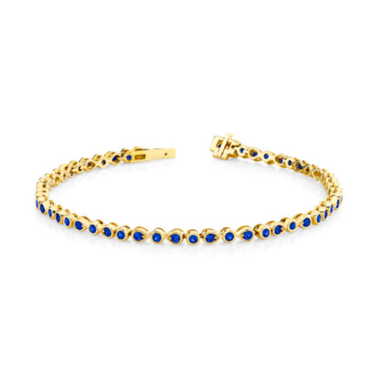 14k Yellow Gold Sapphire Bracelet, 7"