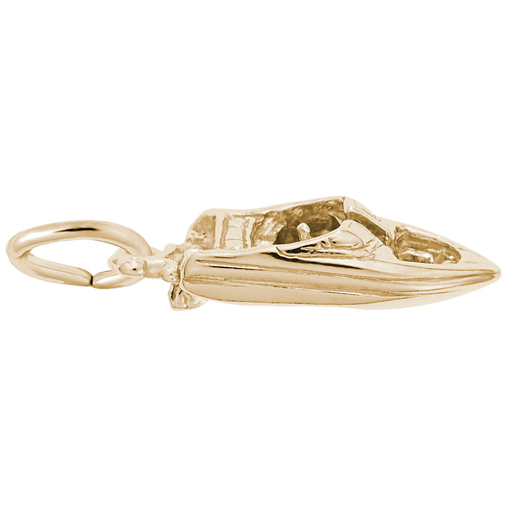 Gold boat-shaped charm on a white background
