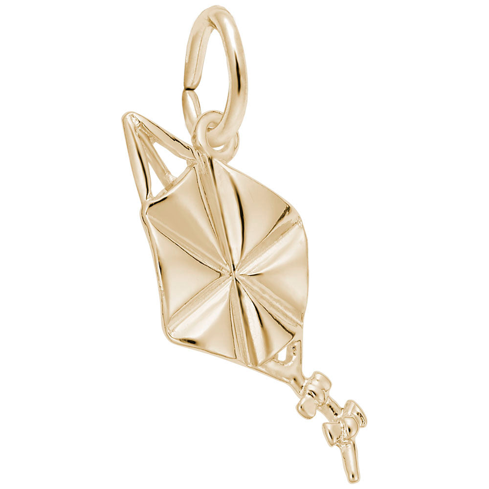 Gold kite-shaped pendant on a white background