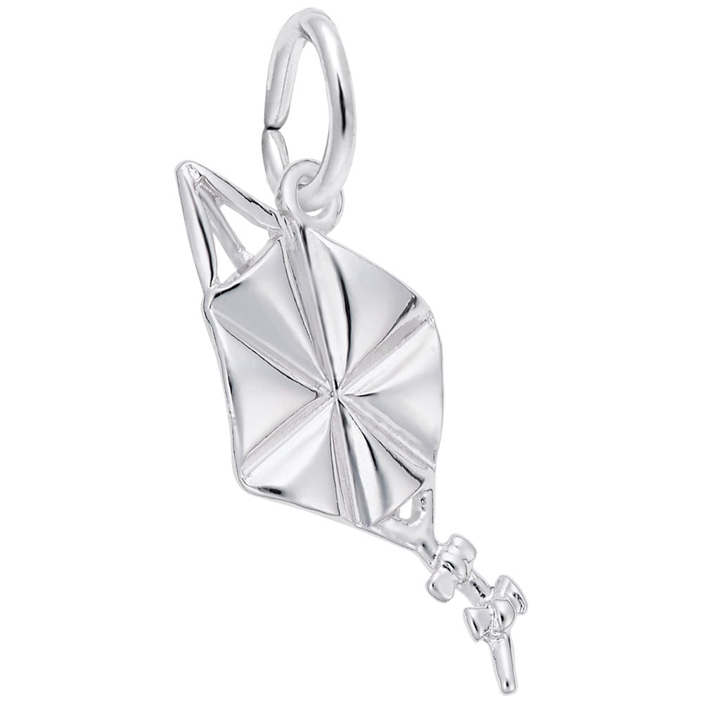 Silver kite-shaped pendant on a white background