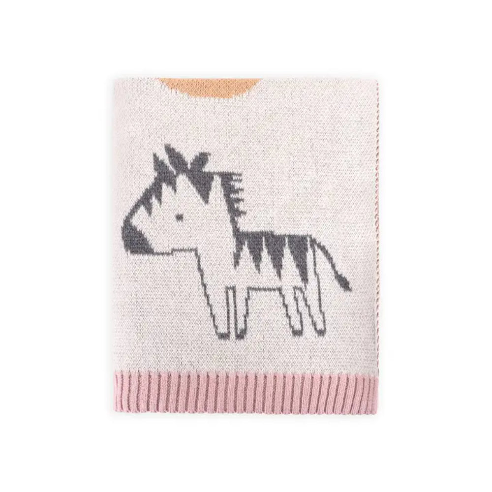 Viverano Organics Alphabet Blush - Organic Jacquard Sweater Knit Baby Blanket