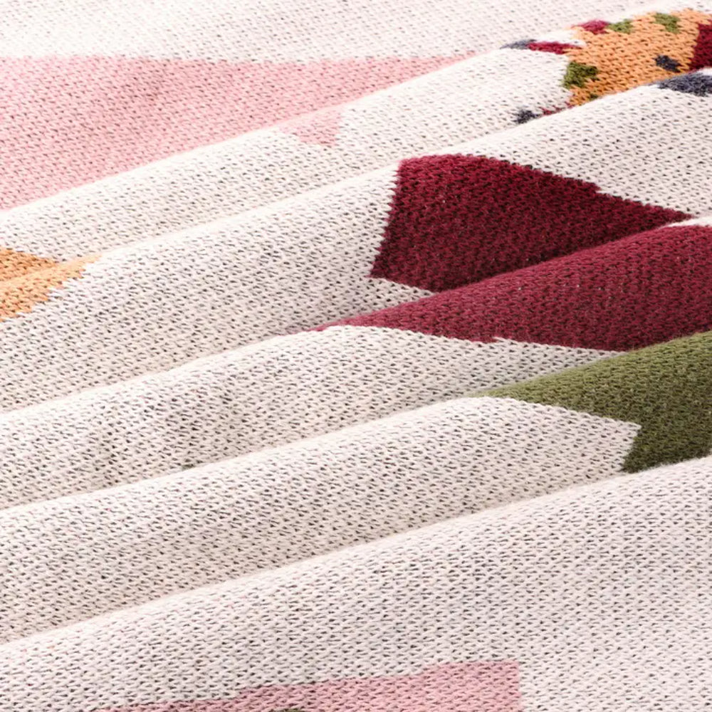 Viverano Organics Alphabet Blush - Organic Jacquard Sweater Knit Baby Blanket