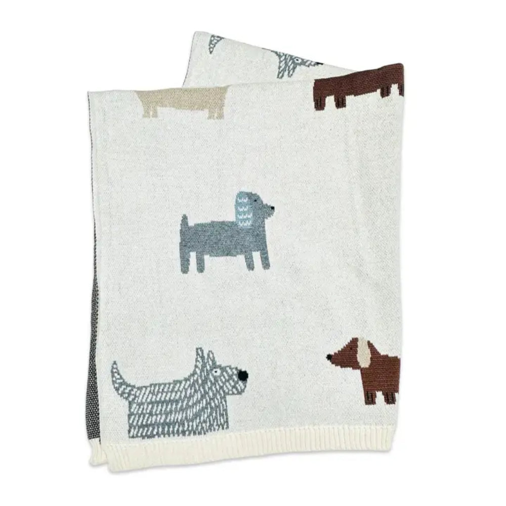 Viverano Organics Buddy Dog- Organic Jacquard Sweater Knit Baby Blanket