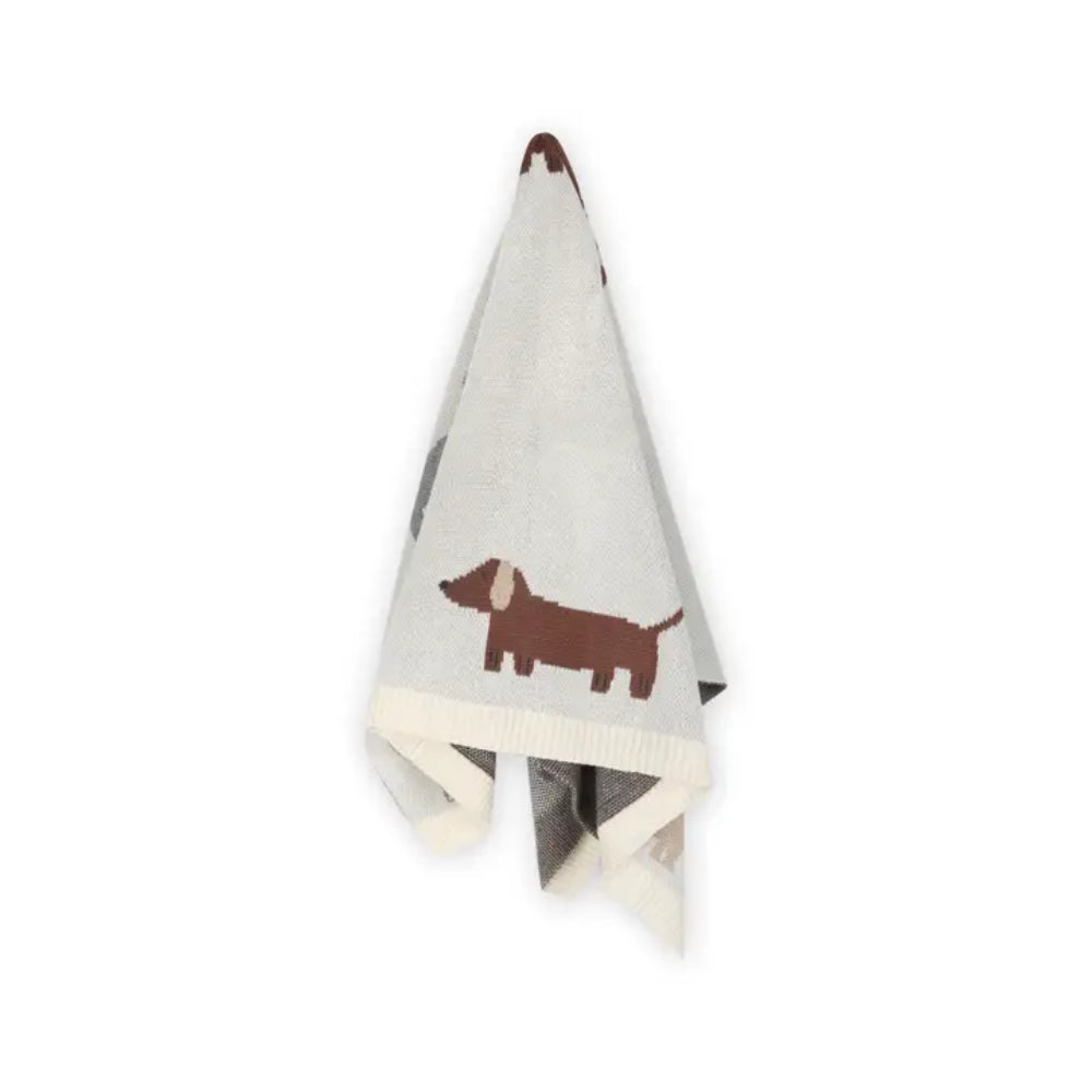 Viverano Organics Buddy Dog- Organic Jacquard Sweater Knit Baby Blanket