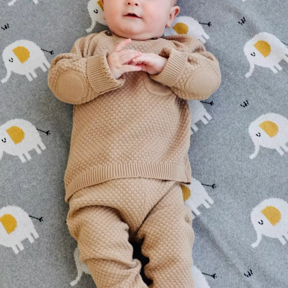 Viverano Organics Organic Cotton Jacquard Sweater Knit Baby Blanket