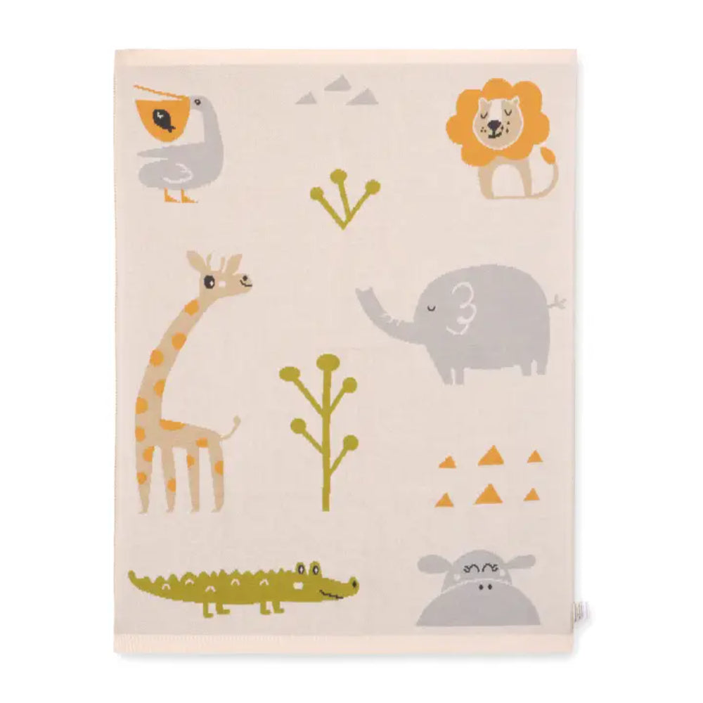 Viverano Organics Jungle Friends - Jacquard Sweater Knit Baby Blanket
