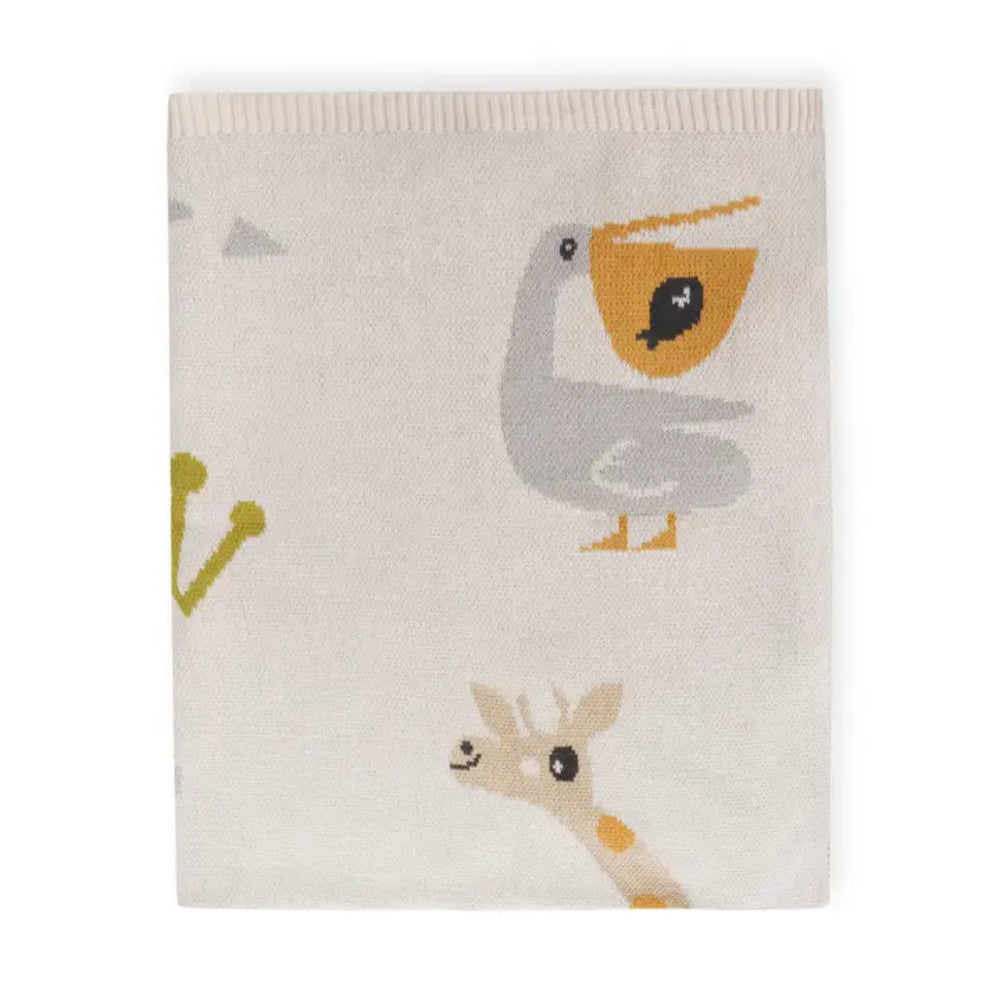 Viverano Organics Jungle Friends - Jacquard Sweater Knit Baby Blanket