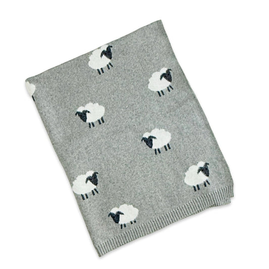 Viverano Organics Wooly Sheep 3D - Organic Cotton Jacquard Knit Baby Blanket