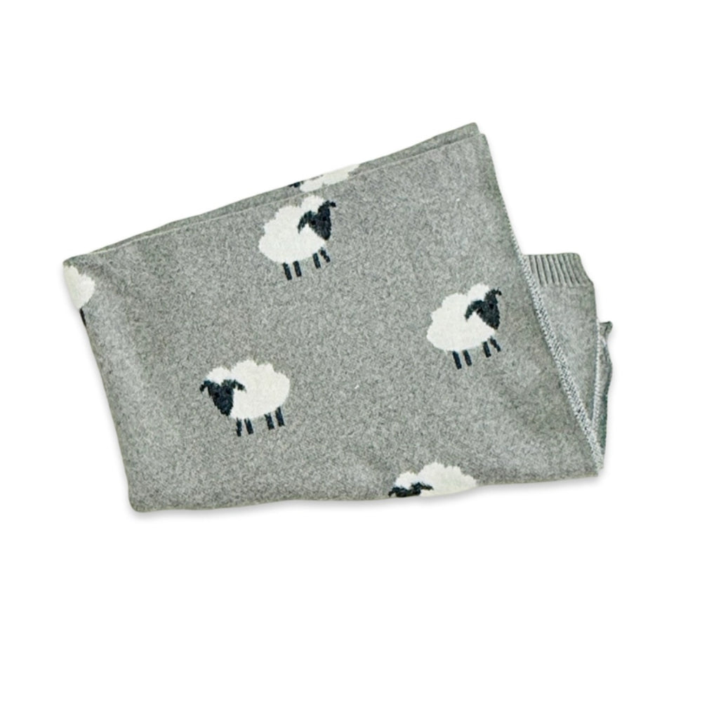 Viverano Organics Wooly Sheep 3D - Organic Cotton Jacquard Knit Baby Blanket