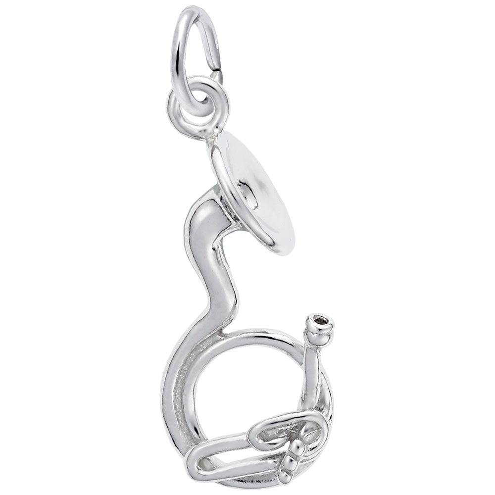 Silver Tuba charm with a polished finish, shown on a white background