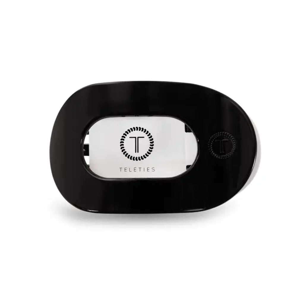 TELETIES Jet Black Flat Round Hair Clip