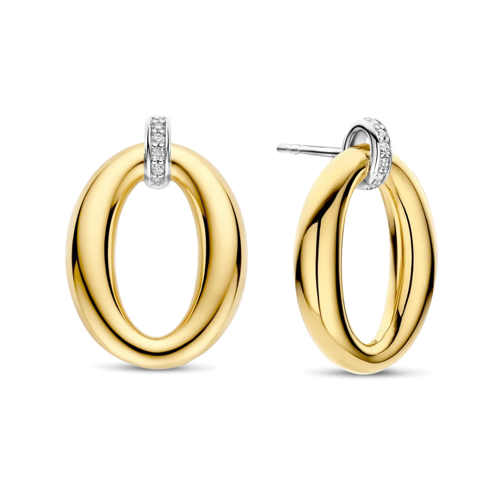 Ti Sento Two-Tone Oval Drop Earrings