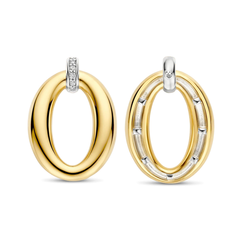 Ti Sento Two-Tone Oval Drop Earrings