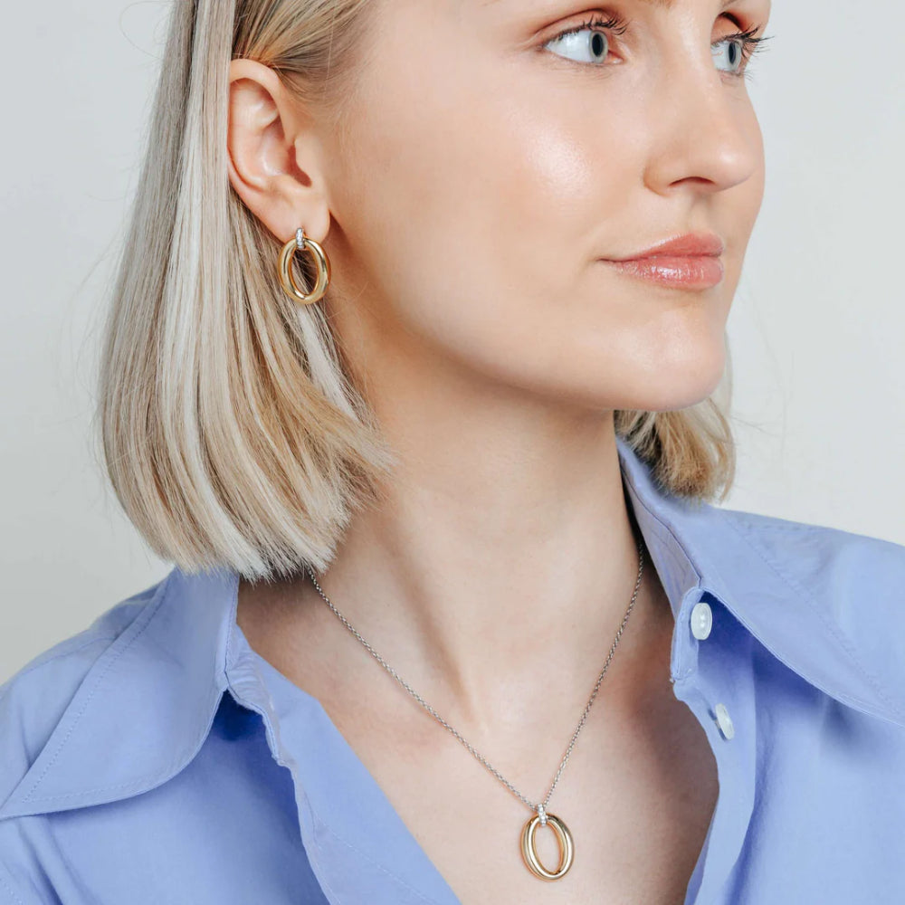 Ti Sento Two-Tone Oval Drop Earrings