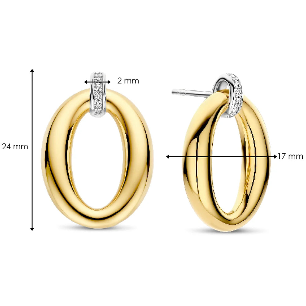 Ti Sento Two-Tone Oval Drop Earrings