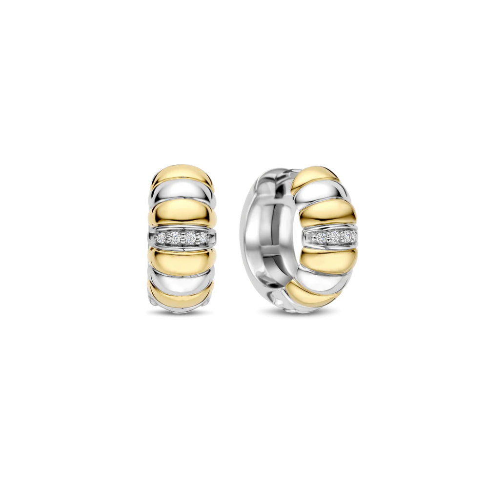 Ti Sento Two-Tone Ridged Hoop Earrings