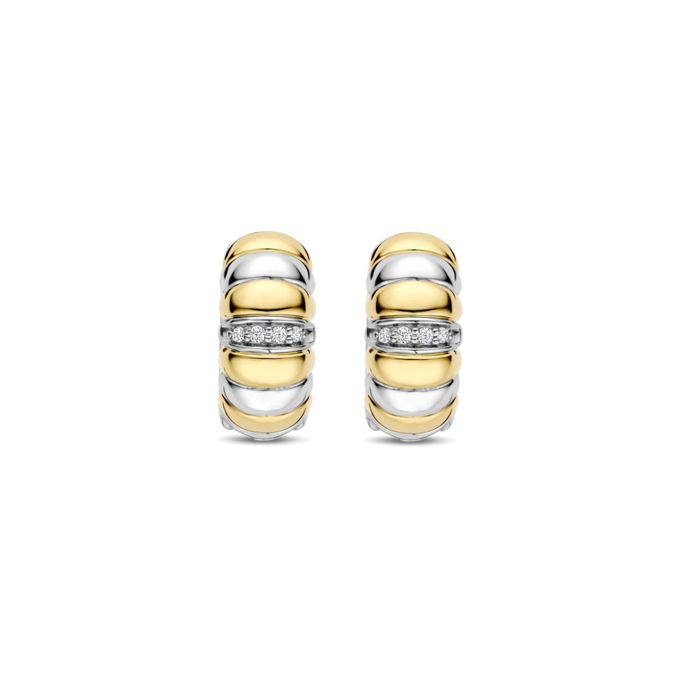 Ti Sento Two-Tone Ridged Hoop Earrings
