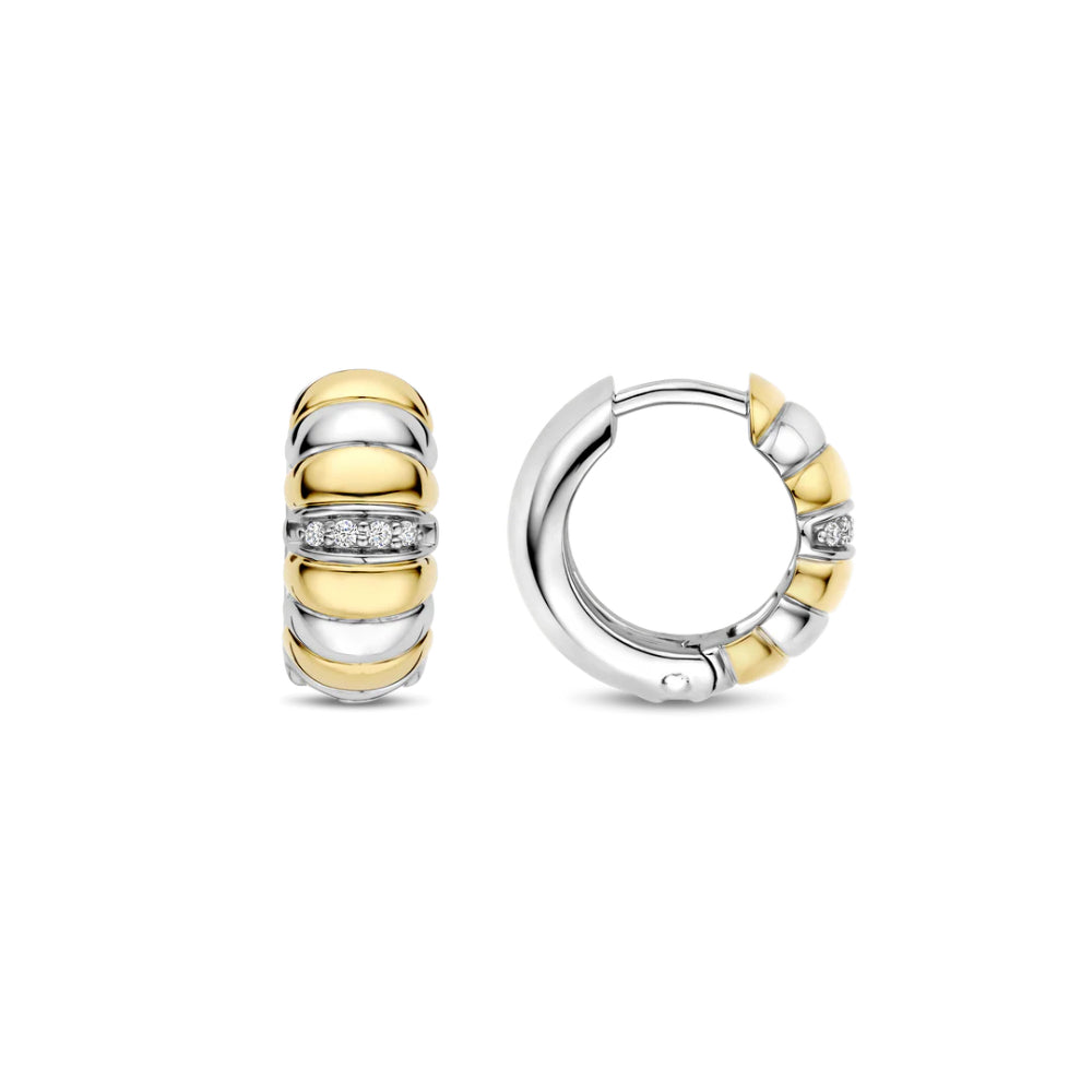 Ti Sento Two-Tone Ridged Hoop Earrings
