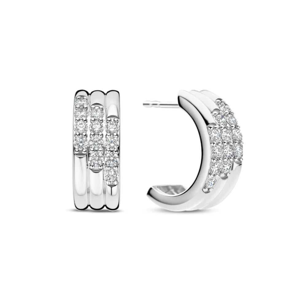 Ti Sento Sterling Silver Triple Row Hoop Earrings