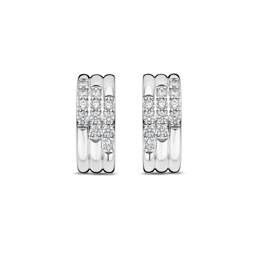 Ti Sento Sterling Silver Triple Row Hoop Earrings