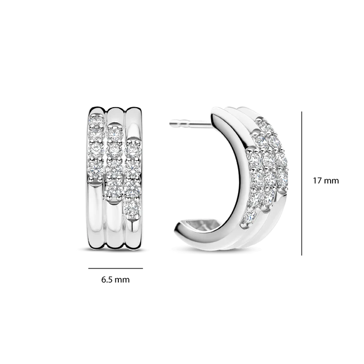 Ti Sento Sterling Silver Triple Row Hoop Earrings