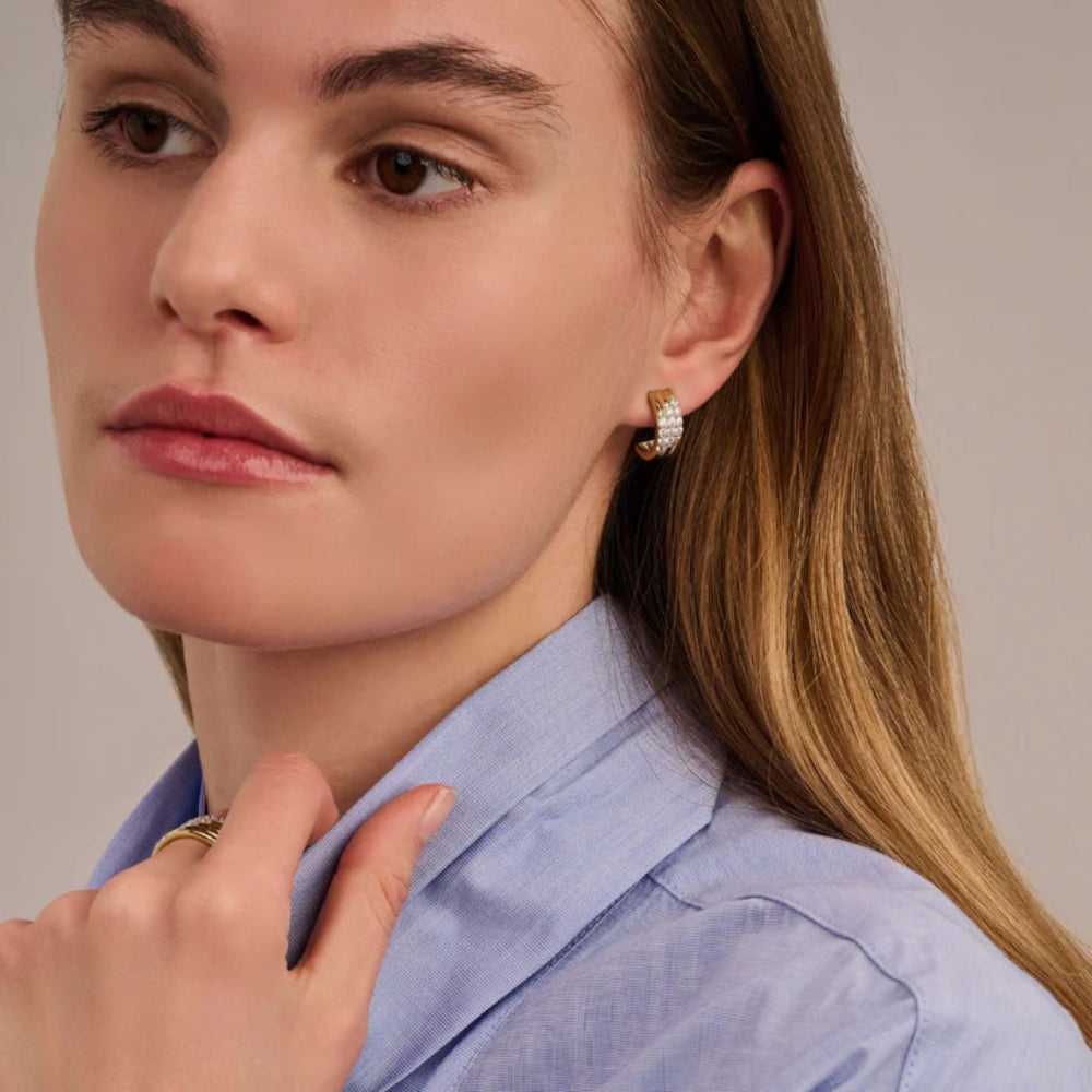 Ti Sento 18k Gold-Plate Triple Row Hoop Earrings