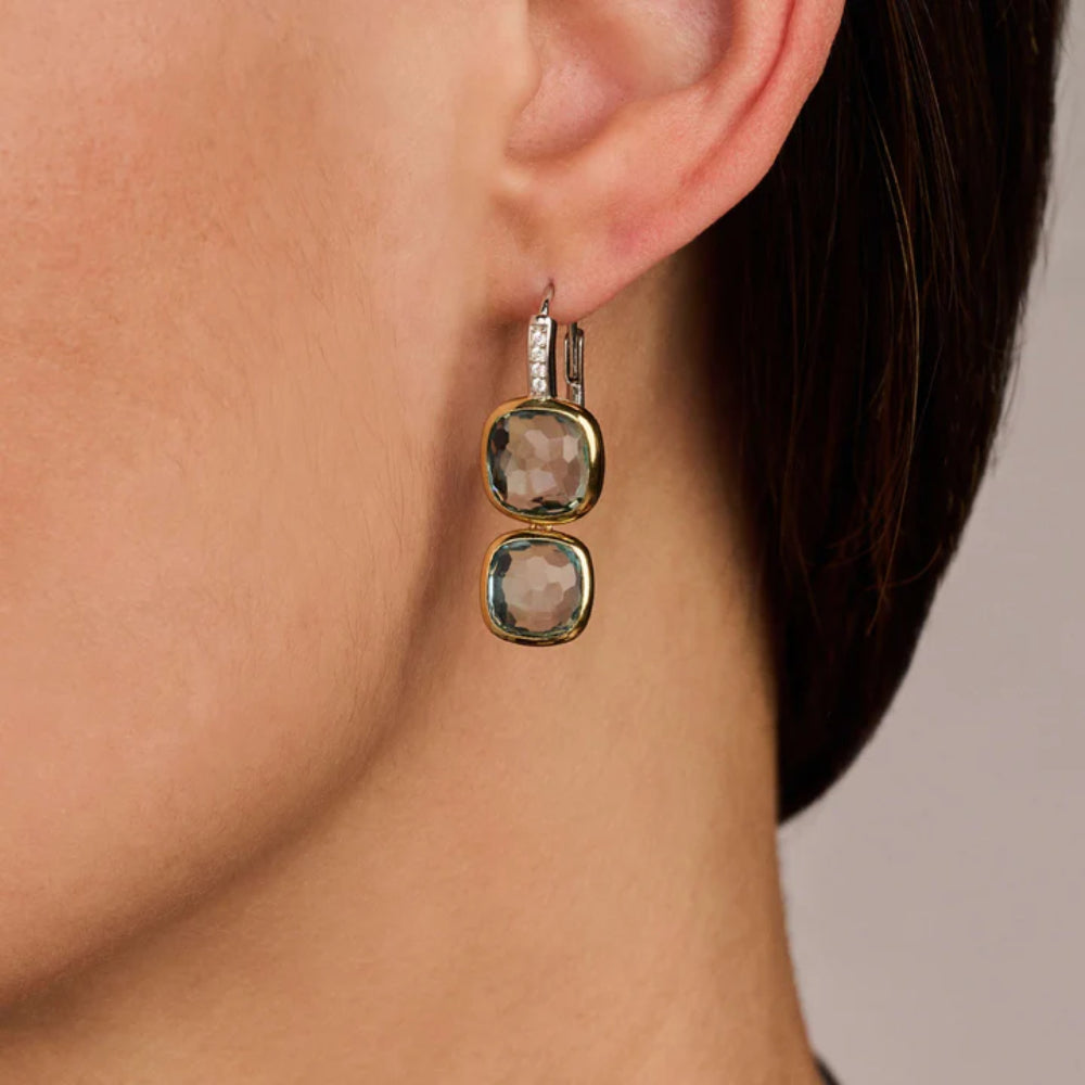 Ti Sento Blue Crystal Leverback Drop Earrings