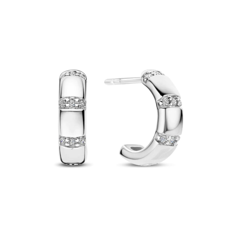 Ti Sento Sterling Silver Vintage Zirconia Hoop Earrings
