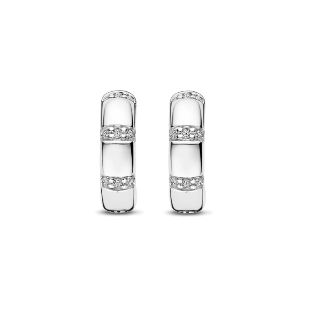 Ti Sento Sterling Silver Vintage Zirconia Hoop Earrings