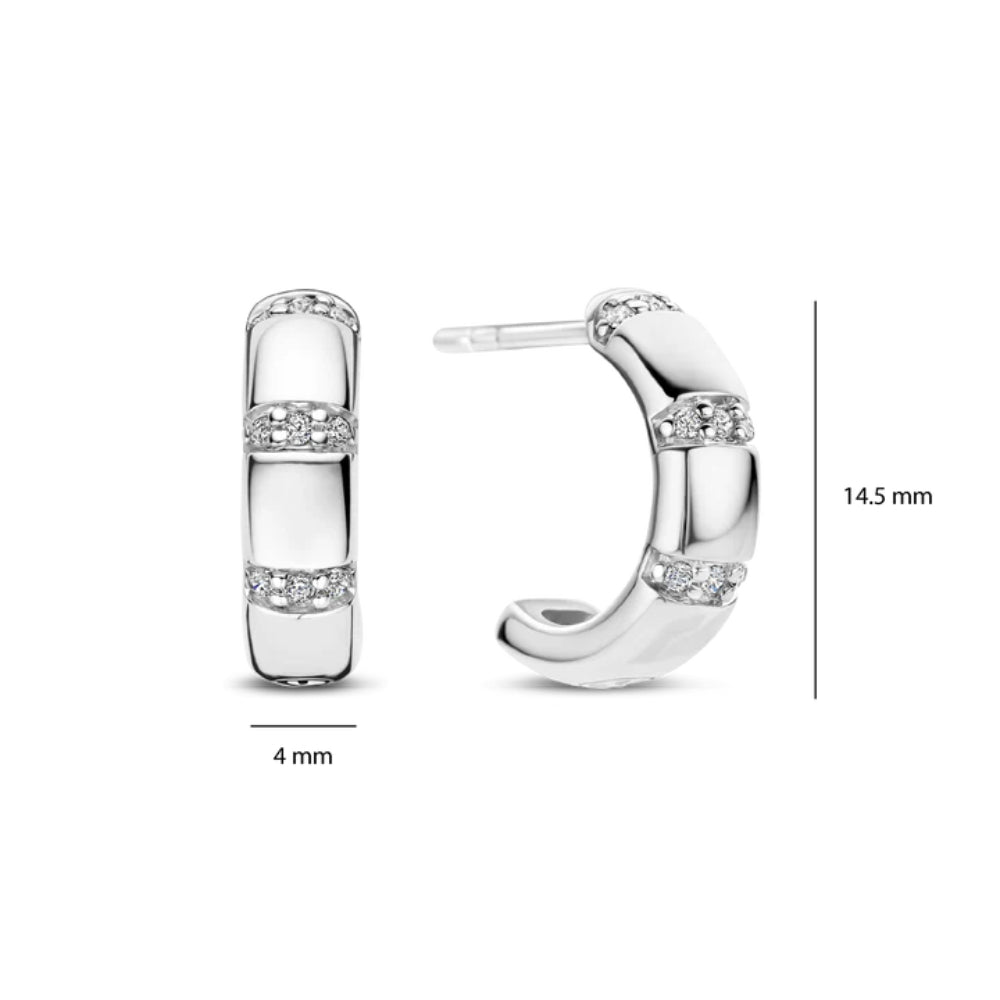 Ti Sento Sterling Silver Vintage Zirconia Hoop Earrings