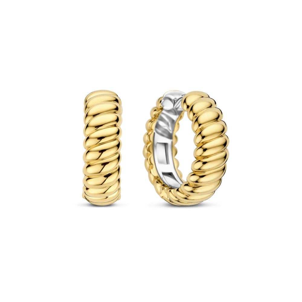 Ti Sento 18k Gold Plate Vintage Ribbed Hoop Earrings