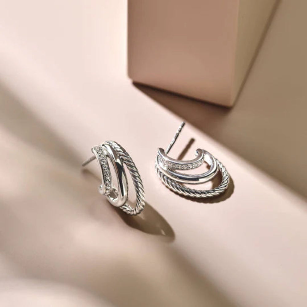 Ti Sento Silver Textured Triple Hoop Earrings