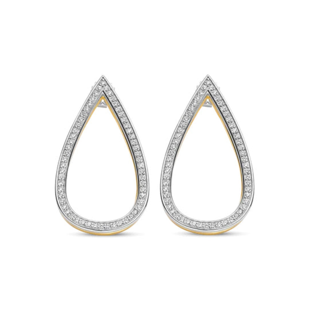 Teardrop shaped earrings with cubic zirconia stones 
