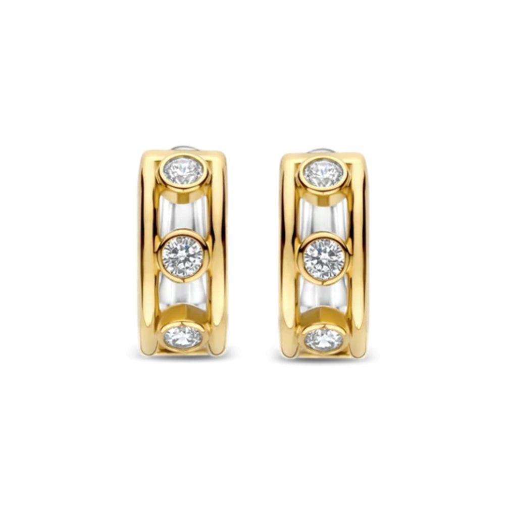 Two Tone Open Circle Zirconia Hoops 