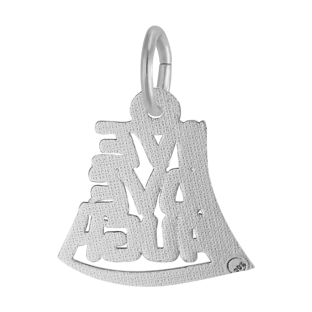 Back of Silver pendant with 'Live Love Laugh' text on a white background
